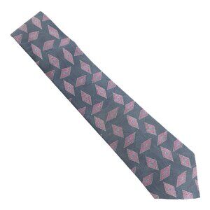 Envoy Men Necktie All Silk Geometric Black Red Gray Size 57x3.5 - NWOT